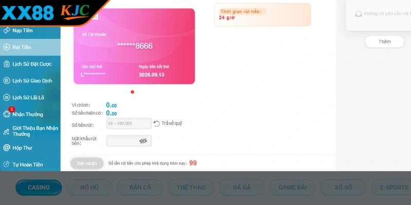 Rút tiền XX88 qua ví điện tử